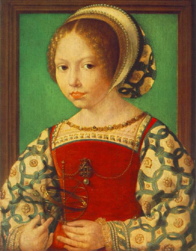 GOSSAERT, Jan (Mabuse) Young Girl with Astronomic Instrument f Germany oil painting art